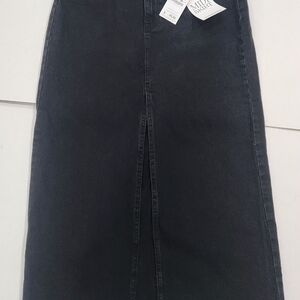 Black Midi Denim Skirt